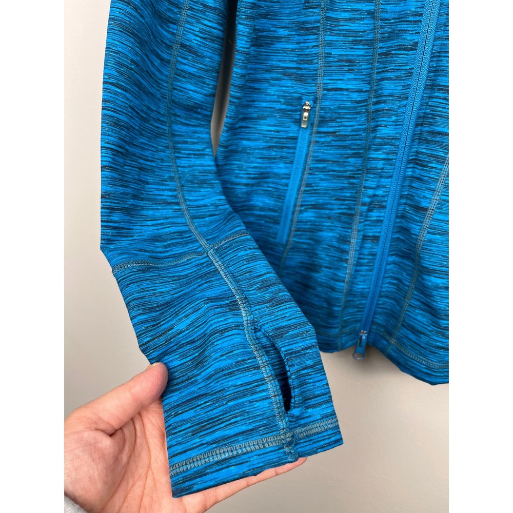 Zella Blue Space‎ Dye Full Zip Jacket S Studio Core Ruched Mesh Back Athleisure - Picture 5 of 12